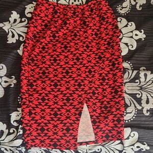 Red and Black Patterned Women's Skirt